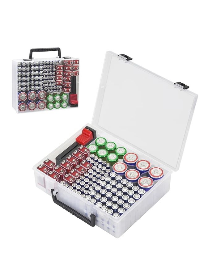 Black Battery Storage Case Organizer For AA AAA C D 9V CR2032 Holds 95 Batteries - Image 1