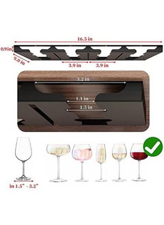Perfii Wine Glass Holder Under Cabinet with 3 Hooks for Hanging 12 Glasses and 4 Rows Wine Glass Rack Drying and Storage Home Decor  - Image 1