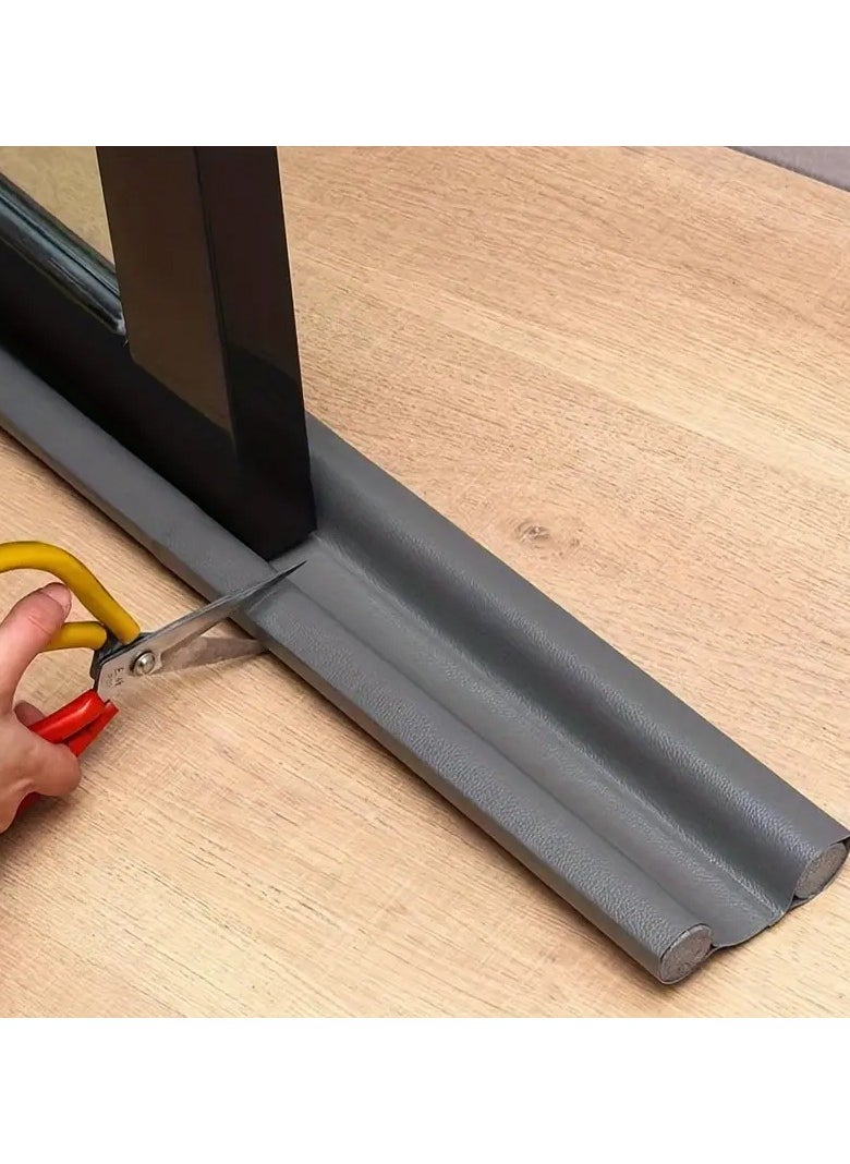 DubaiGallery - Adjustable Self Adhesive Door Bottom Seal Strip Soundproof and Noise Reduction Double Sided Windshield Protection Home Dust Proof Rubber Foam Seal Strip and Controls Pests - Image 1