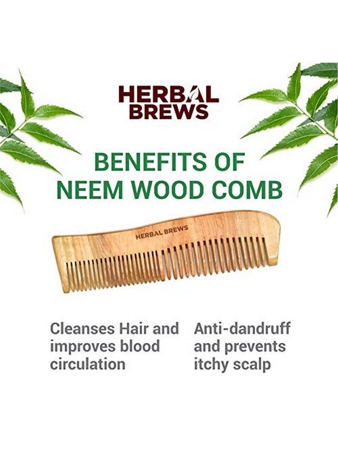 HERBAL BREWS - Desi Neem Wooden Comb for Women & Men | Hair Growth | AntiBacterial Dandruff Remover & Hair Styling Comb | Handcrafted (Set of 3) - Image 1