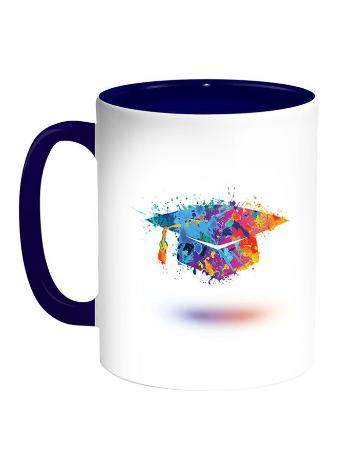 RKN Graduation Hat Printed Coffee Mug White Blue - Image 2