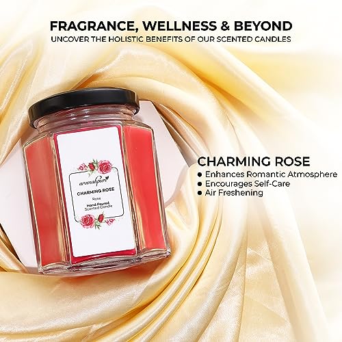 Aromahpure Scented Candle (48 hrs) (100% Soy Wax)- Handcrafted | Smoke-Free | Charming Rose- Bulgarian Rose Fragrance Candles for Home & Gift Sets - Image 4