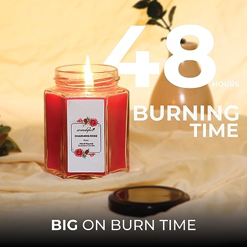 Aromahpure Scented Candle (48 hrs) (100% Soy Wax)- Handcrafted | Smoke-Free | Charming Rose- Bulgarian Rose Fragrance Candles for Home & Gift Sets - Image 5