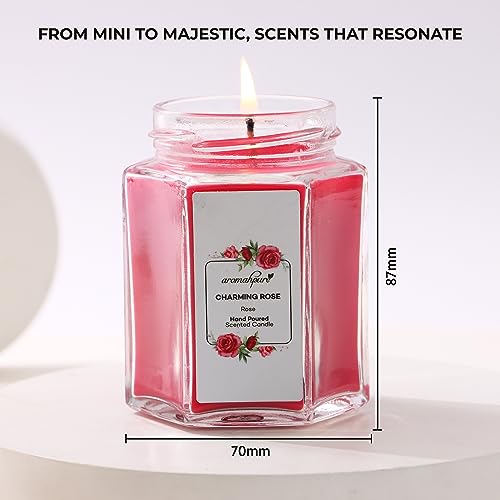 Aromahpure Scented Candle (48 hrs) (100% Soy Wax)- Handcrafted | Smoke-Free | Charming Rose- Bulgarian Rose Fragrance Candles for Home & Gift Sets - Image 2
