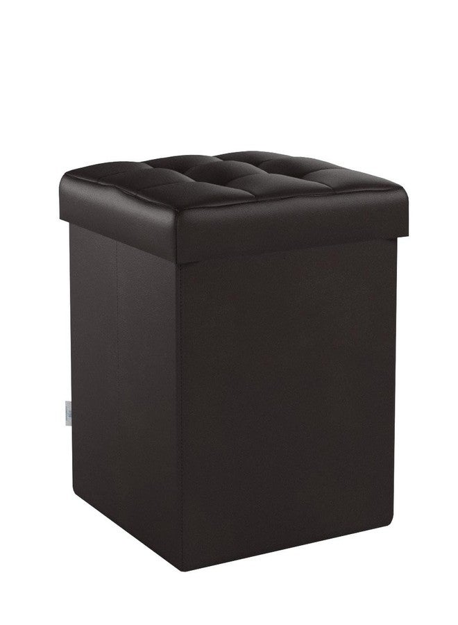 B FSOBEIIALEO Storage Ottoman Small Cube Foot Rest Seat Faux Leather, Brown 12.6"X12.6"X12.6" (2 Pack) - Image 4