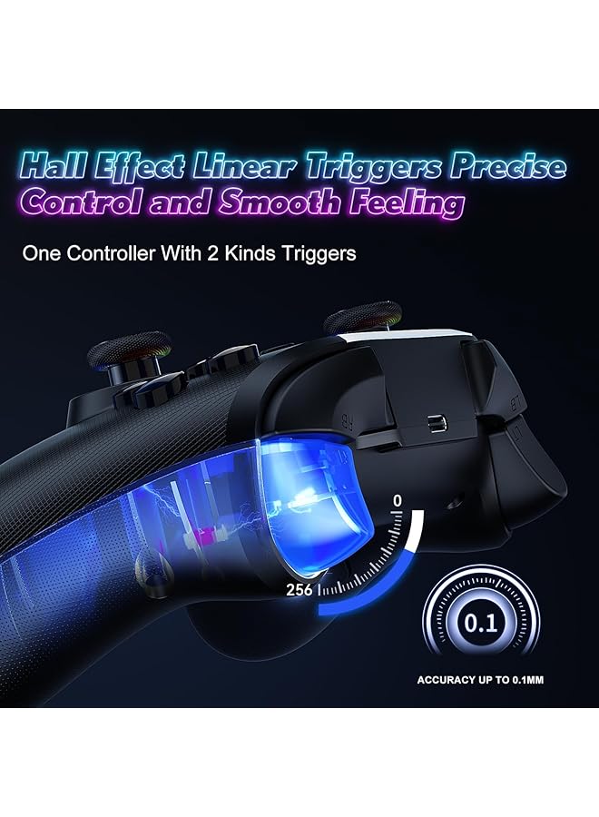 كاست ويف مجموعة من 2 وحدة تحكم لاسلكية RGB لجهاز Switch Lite OLED/Pc Steam/Android مزودة ببلوتوث مع عصا تحكم بتأثير هول/أزرار خلفية بدون عصا Drift بدون منطقة ميتة تتضمن محول USB - Image 5