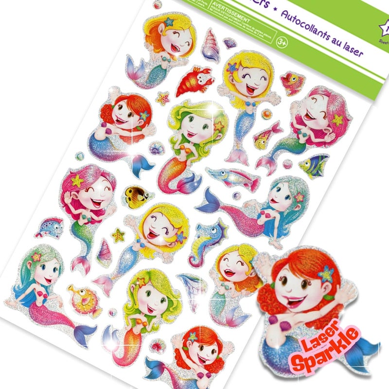 Mermaid Stickers for Kids Mermaid Sticker Girls Sparkly Stickers for Girls for Adults Cute Cool Mermaids Envelope Sticker Rainbow Scrapbook