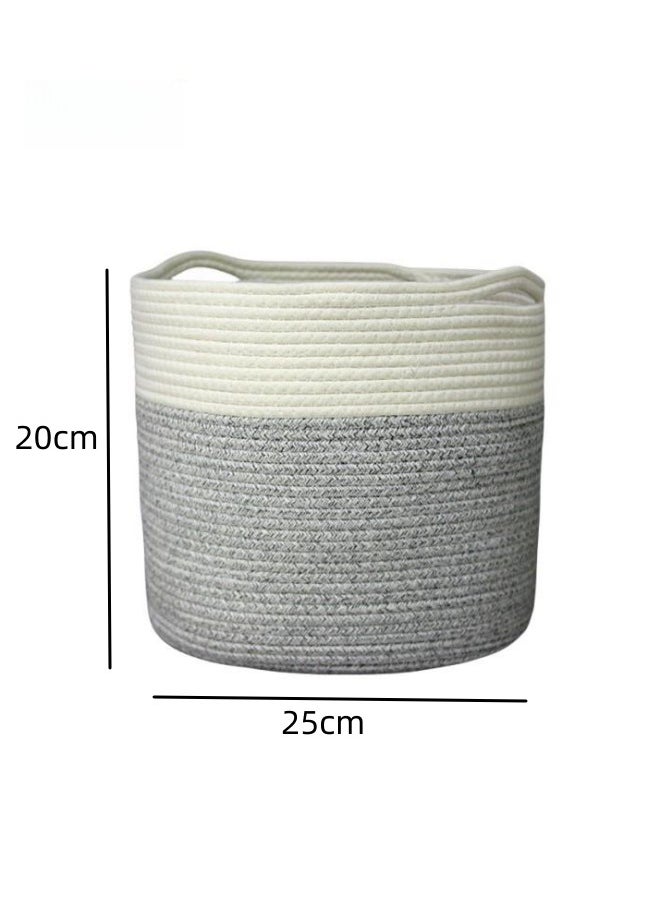 WAOKN Thickened Cotton and Linen Laundry Basket, Desktop Storage Basket Dirty Clothes Storage Basket, Home Storage Solution for Office, Bedroom, Closet, Toy and Laundry Room (White and Gray)  - Image 5