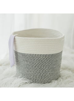 WAOKN Thickened Cotton and Linen Laundry Basket, Desktop Storage Basket Dirty Clothes Storage Basket, Home Storage Solution for Office, Bedroom, Closet, Toy and Laundry Room (White and Gray)  - Image 4