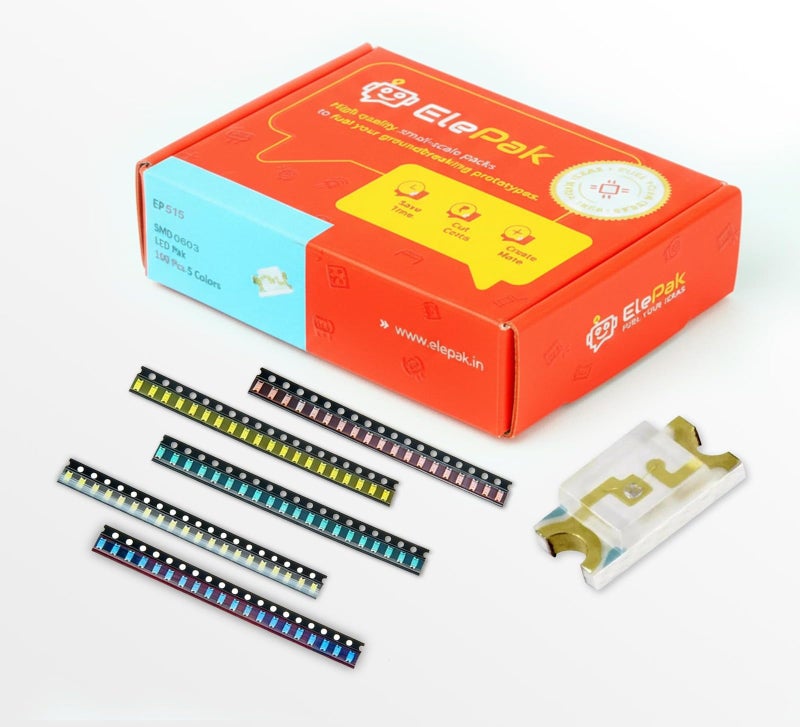 ElePak SMD 0603 LED Pak (100 Pcs) - Red, Green, Blue, Yellow, White 5 Colors - High Brightness Output - Electronic Components Kit - DIY Science Project, PCB Mounting, Backlighting - Image 1