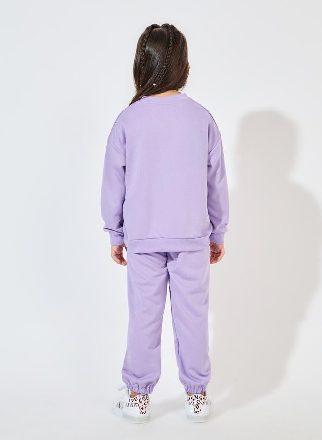Styli Embossed Print Drop Shoulder Sweatshirt & Joggers Set  - Image 5