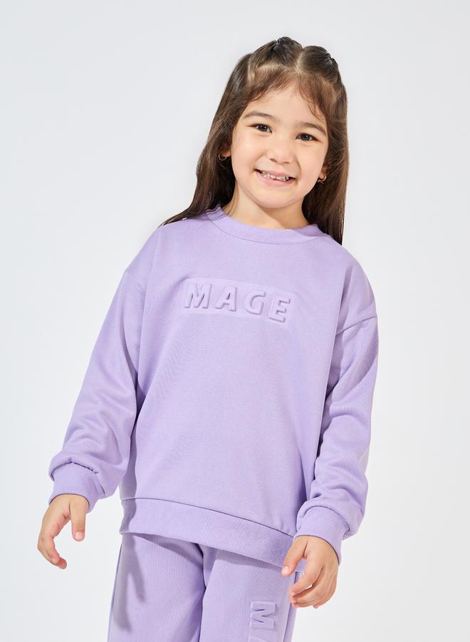 Styli Embossed Print Drop Shoulder Sweatshirt & Joggers Set  - Image 3