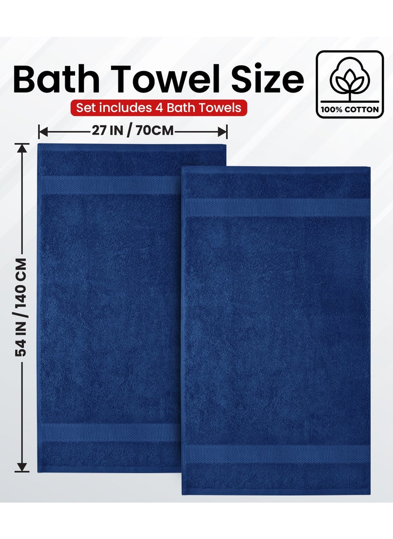 Infinitee Xclusives - Premium Bath Towels Set Pack of 4-100% Ring Spun Cotton Towels - Blue Bath Towels 70cm x 140cm - Soft Feel, Quick Dry, Highly Absorbent Durable Towels, Perfect for Daily Use by Infinitee Xclusives - Image 1