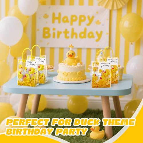 Gaillty 24 Sets Yellow Duck Gift Bag with Clips and Raffia Rubber Duck Party Supplies Plastic Treat Goodie Candy Bags for Waddle It Be Gender Reveal Baby Shower Birthday Party Supplies (Clear) - Image 5