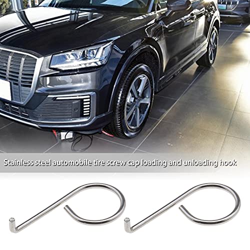 Micro Traders 2pcs Wheel Center Lug Nut Cover Bolt Cap Removal Dismantle Tool Hook Stainless Steel 6X0012243 Compatible with VW Audi Skoda - Image 2