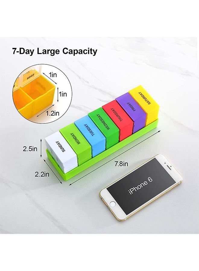 Generic Weekly 7 Day Large Pill Organizer, 4 Times a Day Portable Plastic Pill Dispenser Box Case, Gummy Medication Store Container(Colorful)  - Image 2