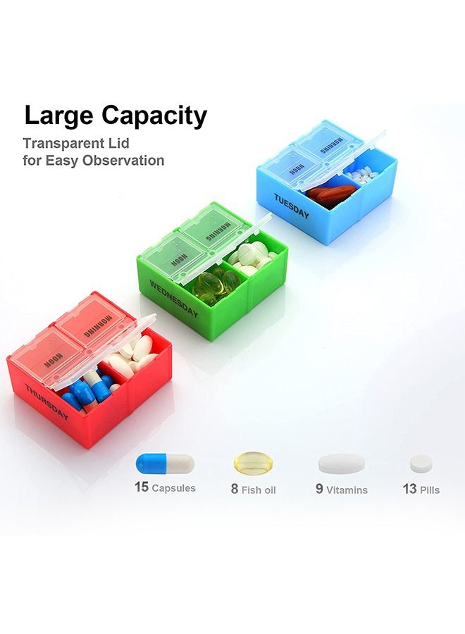 Generic Weekly 7 Day Large Pill Organizer, 4 Times a Day Portable Plastic Pill Dispenser Box Case, Gummy Medication Store Container(Colorful)  - Image 3