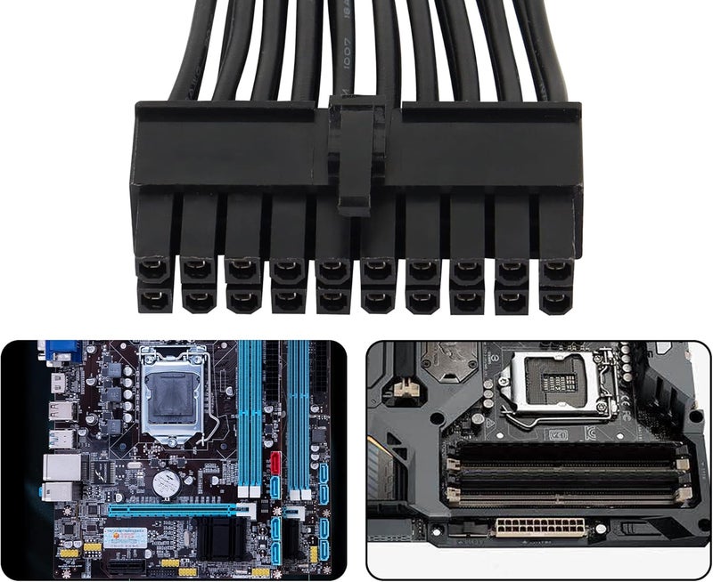 CERRXIAN 24cm ATX 20 Pin Power Supply Splitter Cable18AWG ATX 20Pin Female to 2 Male PSU Power Supply Extension Cable - Image 4
