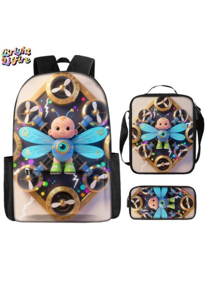 Bright Li Fire A good helper for cute travel! Exclusive cartoon bags for children and teenagers, three-piece set, light and comfortable (available for students, children, friends on outings, mountain climbing, school, etc.) - 90  - Image 1