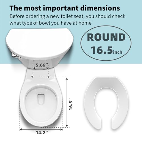 CcBello Commercial Heavy Duty Open Front Toilet Seat Without Cover, Thickened Material, Never Loosen, ELONGATED, White(18.5”), 6-Pack - Image 4