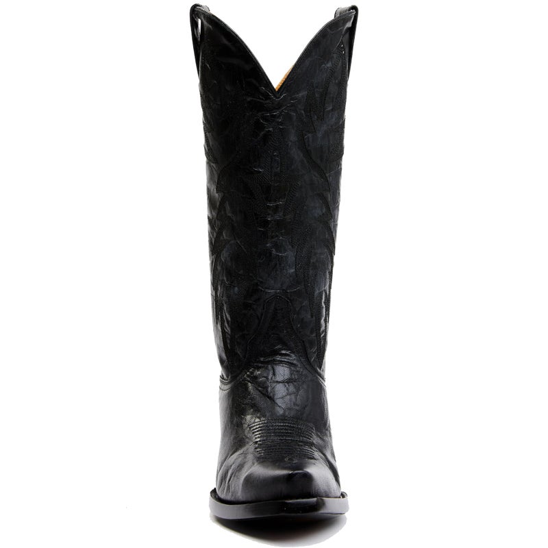 STALOV Cowboy Boots for Women Embroidered Chunky Heel Mid Calf Pointed Toe Pull On Western Fashion Cowgirl Boot Black US8 - Image 5