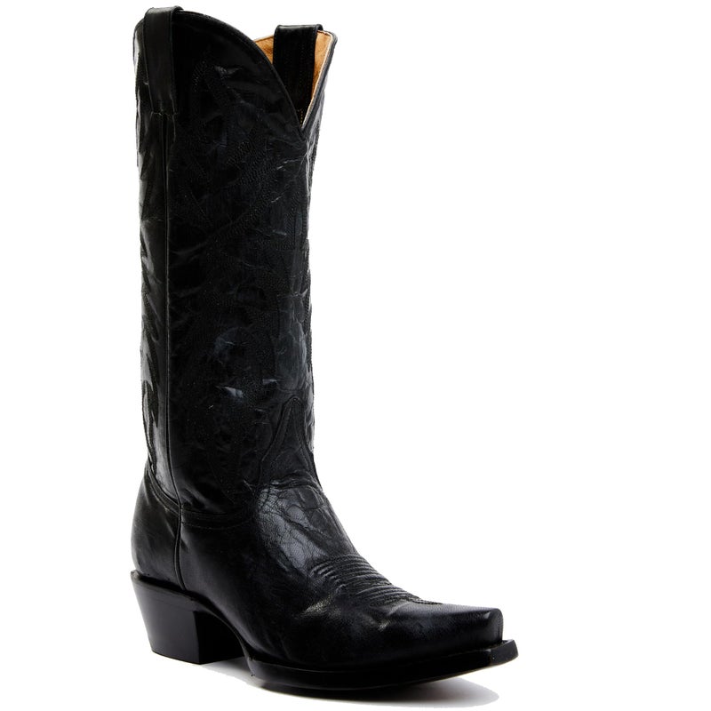 STALOV Cowboy Boots for Women Embroidered Chunky Heel Mid Calf Pointed Toe Pull On Western Fashion Cowgirl Boot Black US8 - Image 1