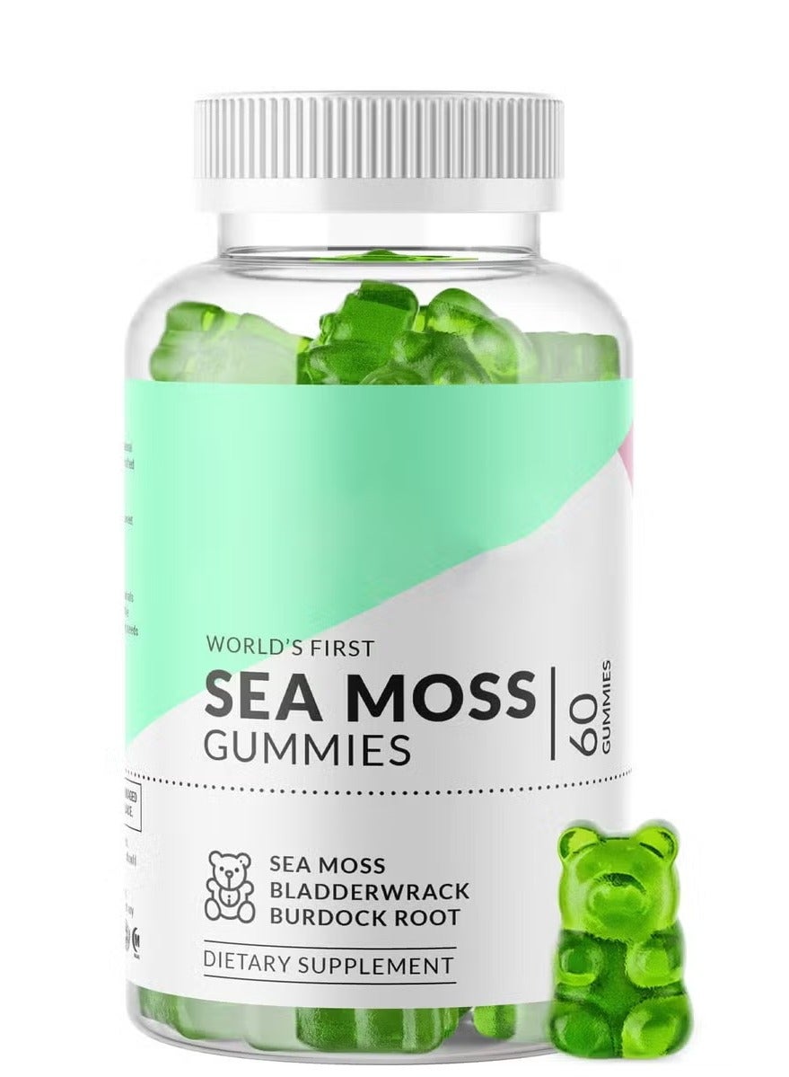 Irish Sea Moss Gummies – 1600mg With Burdock 240mg & Bladderwrack 1000mg, 60 Count