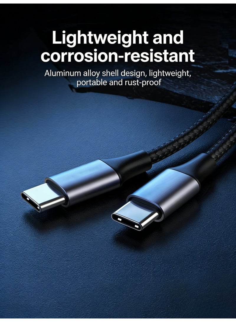 كابل شحن USB-C إلى USB-C بقوة 100 واط، كابل بيانات شحن سريع بتقنية PD، غلاف من الألومنيوم وتصميم مضفر من النايلون، مزامنة بيانات عالية السرعة، متوافق مع سلسلة iPhone 17/16/15، MacBook Air/Pro، iPad، هواتف Samsung Galaxy والأجهزة اللوحية - طول 2 متر، لون أسود - Image 5