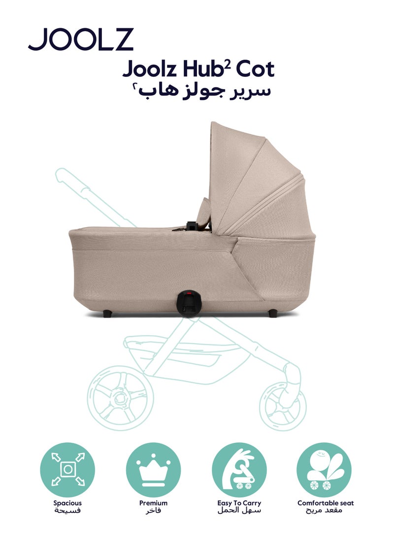 JOOLZ Hub² Carrycot for Stroller | Lightweight & Foldable Baby Bassinet | Breathable Mattress & Ventilated Sun Hood | Newborn Comfort 0-6 Months | Forest Green | Travel-Friendly - Sandy taupe  - Image 1