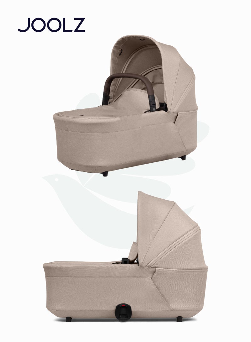 JOOLZ Hub² Carrycot for Stroller | Lightweight & Foldable Baby Bassinet | Breathable Mattress & Ventilated Sun Hood | Newborn Comfort 0-6 Months | Forest Green | Travel-Friendly - Sandy taupe  - Image 3