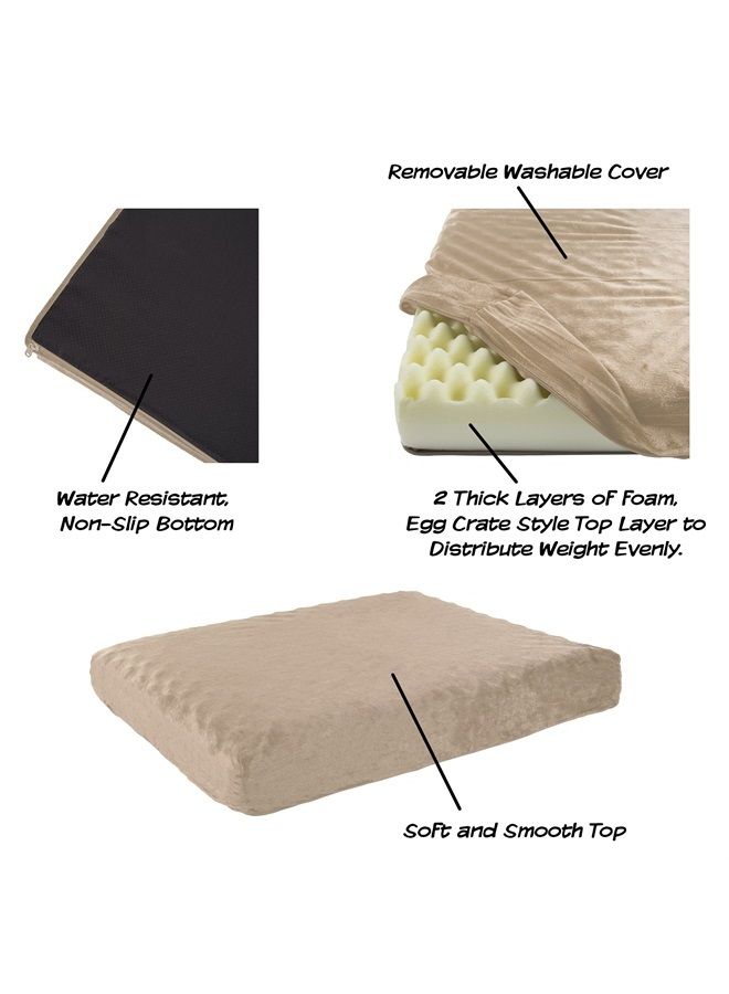 Memory Foam– 2-Layer Orthopedic Dog Bed with Machine Washable Cover - 26 x 19 for Medium Dogs up to 40lbs by PETMAKER (Tan)