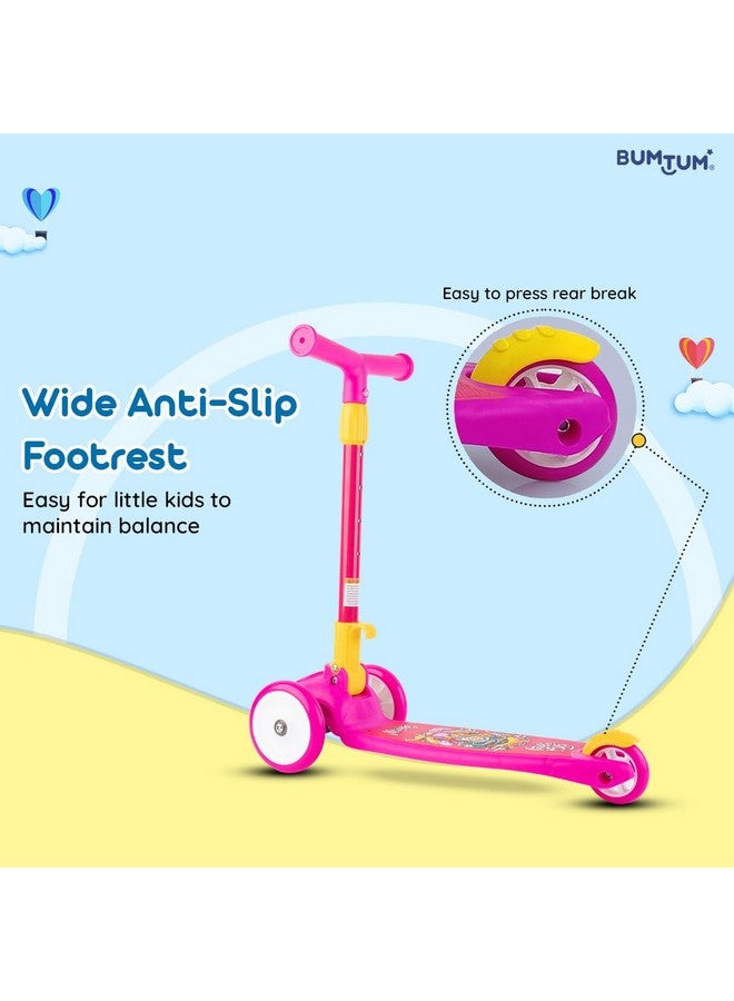 BUMTUM Smart Kick Scooter for Kids | 3 Adjustable Height Scooter, Foldable & Attractive PVC Wheels with Rare Brakes for Boys & Girls Age 5 Years (Pink) - Image 4