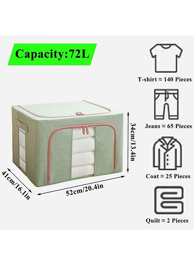 Captaintech 3pack Clothes Storag Bag Foldable Closet Organizers Storage Containers,Large Storaege Bins for Comforters, Blankets, Bedding,Toys, Books, Foldable with Sturdy Zipper,Clear Window, 72l-Purple - Image 2