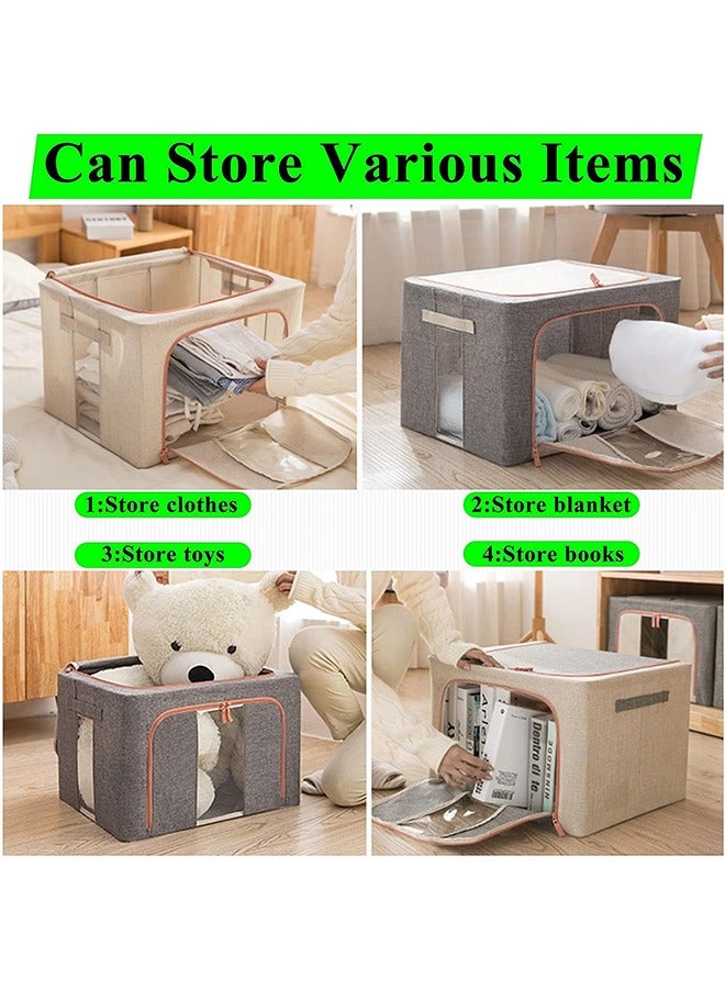 Captaintech 3pack Clothes Storag Bag Foldable Closet Organizers Storage Containers,Large Storaege Bins for Comforters, Blankets, Bedding,Toys, Books, Foldable with Sturdy Zipper,Clear Window, 72l-Purple - Image 4