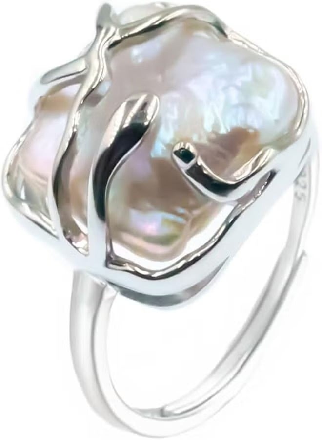 Osowake Silver Baroque Pearl Ring for women 925 Sterling Silver Ring - Image 1