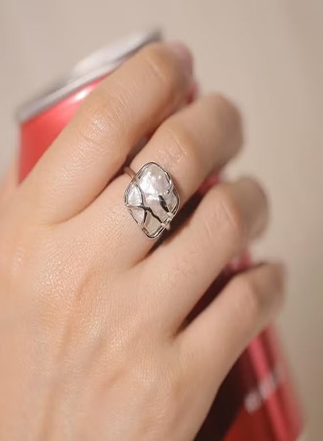 Osowake Silver Baroque Pearl Ring for women 925 Sterling Silver Ring - Image 3