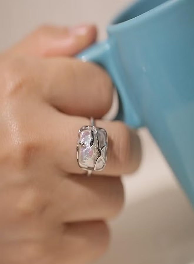 Osowake Silver Baroque Pearl Ring for women 925 Sterling Silver Ring - Image 2
