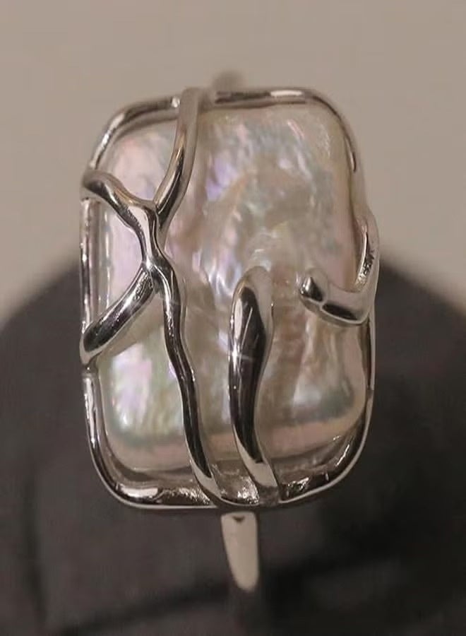 Osowake Silver Baroque Pearl Ring for women 925 Sterling Silver Ring - Image 4