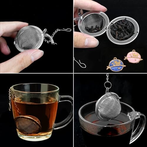 YOIYINI 2Pcs Stainless Steel Mesh Tea Infuser, 2.1 inch Tea Ball with Cute Planet Cat Pendants,Tea Strainer Tea Diffuser Tea Steeper for Filtering Tea,Tea Infusers for Loose Tea (Cute Planet Cat, 2PC) - Image 3