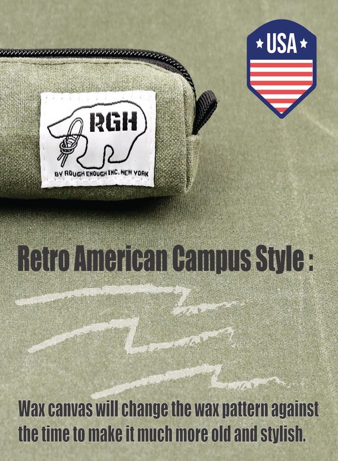 RE ROUGH ENOUGH Rough Enough Small Slim Pencil Case Pen Pouch for Boys Girls Adults with Aesthetic Thin design School Stationary Art Supplies Canvas Army Green - Image 5