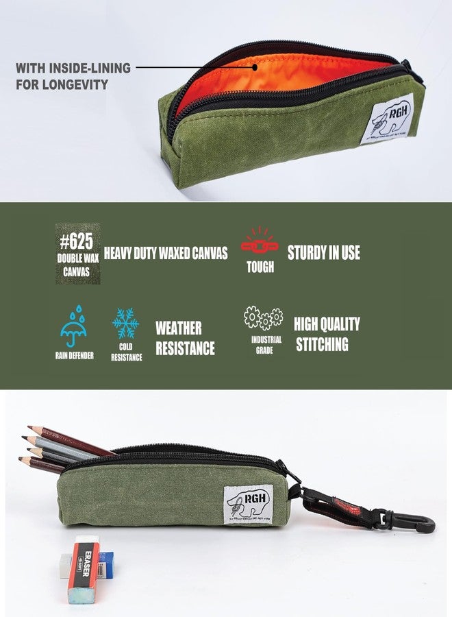 RE ROUGH ENOUGH Rough Enough Small Slim Pencil Case Pen Pouch for Boys Girls Adults with Aesthetic Thin design School Stationary Art Supplies Canvas Army Green - Image 3