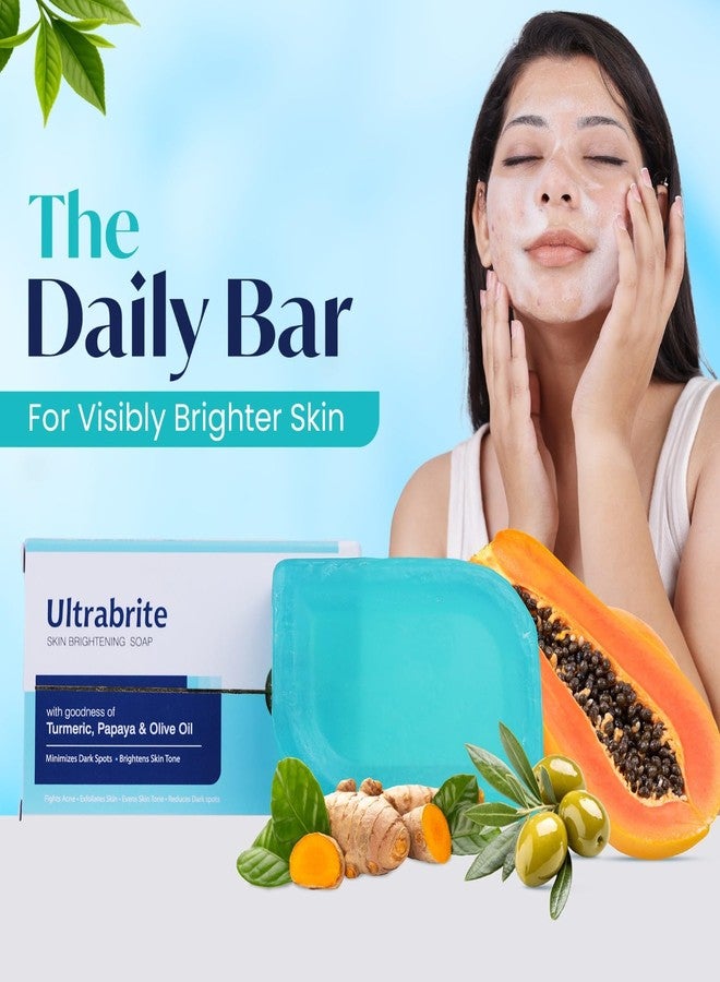 Leeford Ultrabrite Skin Brightening Soap for Dark Spots 75g | Uneven Skin Tone, Acne | Made with Turmeric, Papaya & Olive Oil | Paraben-Free | For Face and Body (Pack of 2) - Image 2