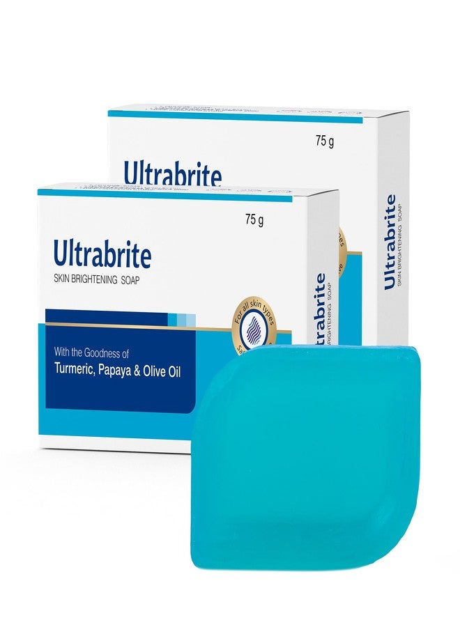 Leeford Ultrabrite Skin Brightening Soap for Dark Spots 75g | Uneven Skin Tone, Acne | Made with Turmeric, Papaya & Olive Oil | Paraben-Free | For Face and Body (Pack of 2) - Image 1