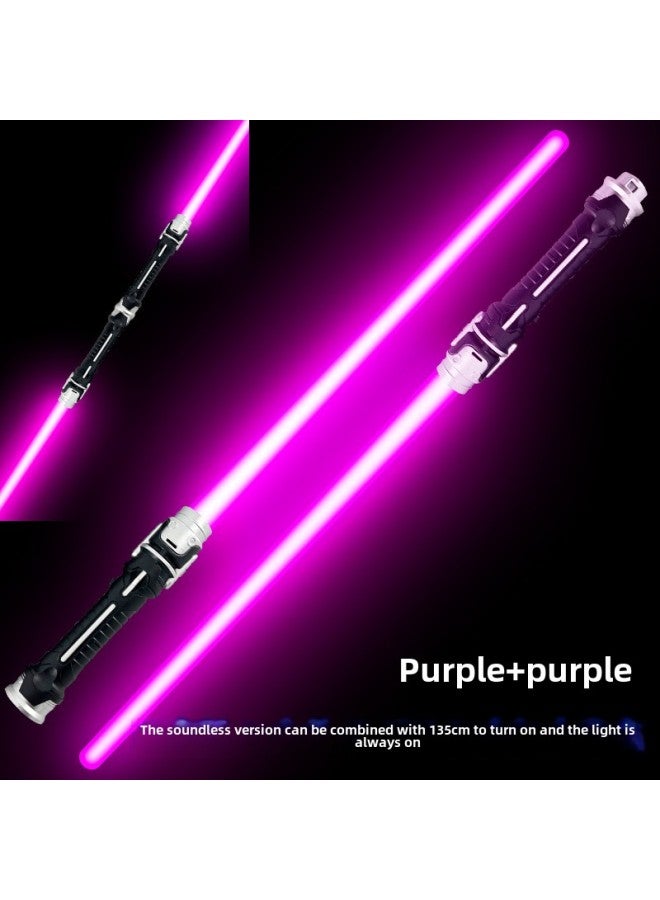 Laser Sword Retractable Lightsaber Two-in-one Seven-color Flash Stick Stall Export Special Logo-Color:18 Lights/Purple + Purple (Silent)-no Battery 