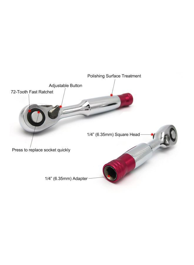 NIBEMINENT Mini Ratchet Wrench Spanner Silver/red 0.06kg  - Image 2