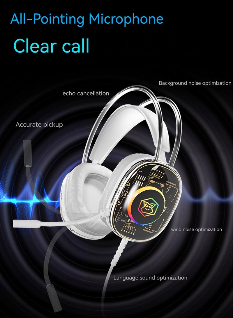 MONOGUE X15 USB Wired Headset 7.1 Surround Sound Gaming Transparent RGB Headphone With Mic - Image 2