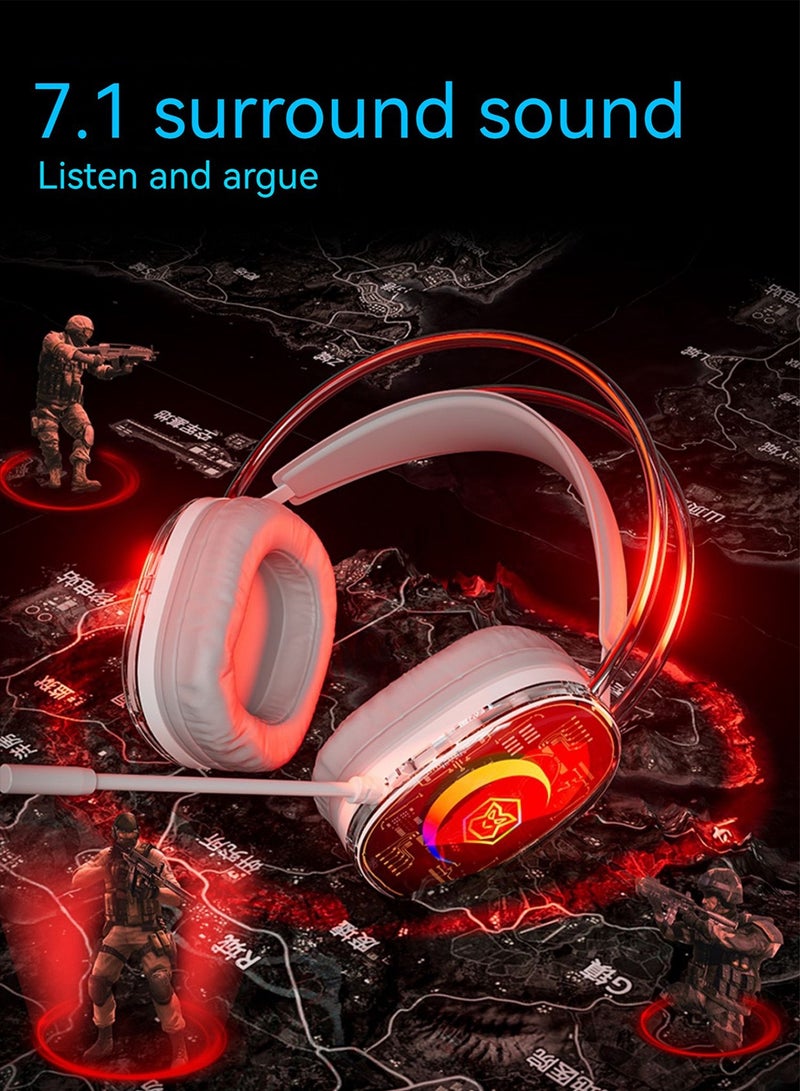 MONOGUE X15 USB Wired Headset 7.1 Surround Sound Gaming Transparent RGB Headphone With Mic - Image 3