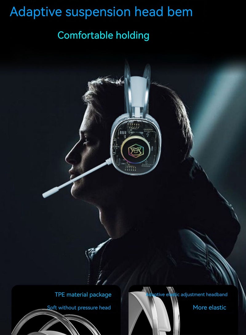 MONOGUE X15 USB Wired Headset 7.1 Surround Sound Gaming Transparent RGB Headphone With Mic - Image 5