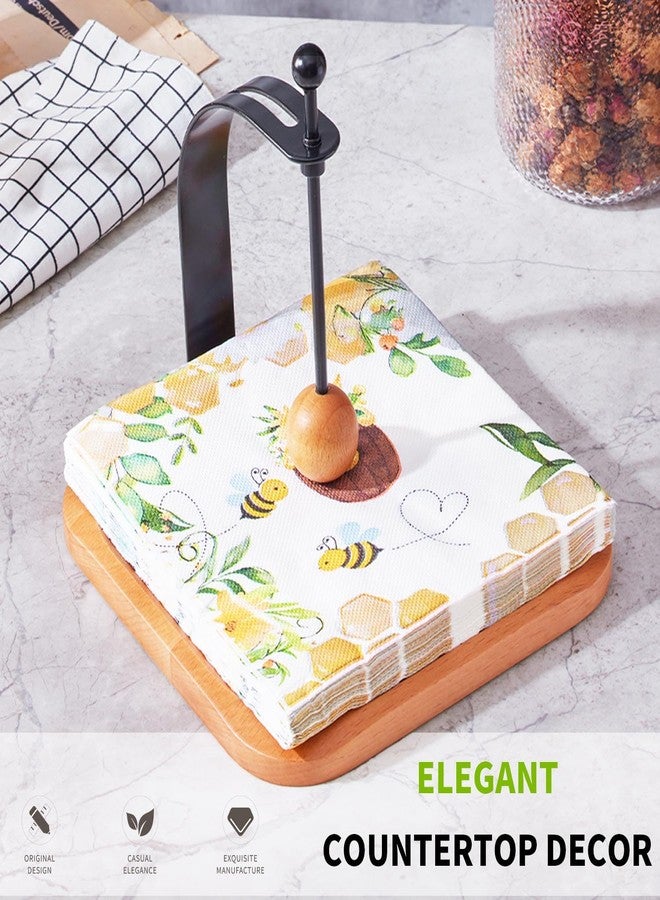 Celestree Napkin Holder for Table, Cocktail Decorative Napkin Holder with Weighted Arm, Modern Square Napkin Holders for Paper Napkins, Napkin Tray for Kitchen Coffee Bar Decor, Natural Beech Wood - Image 5