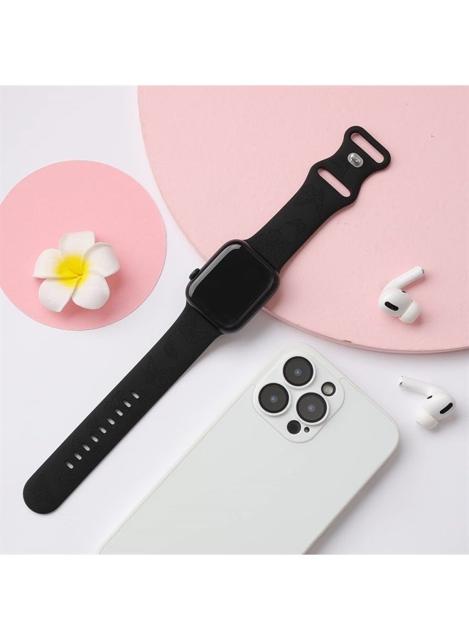 IKANFI Butterfly Engraved Bands Compatible with Apple Watch Band 45mm 44mm 42mm Women, Silicone Butterfly Sport Embossed Strap for iWatch Bands Series SE 8 7 6 5 4 3 2 1-Butterfly-BK42 - Image 4